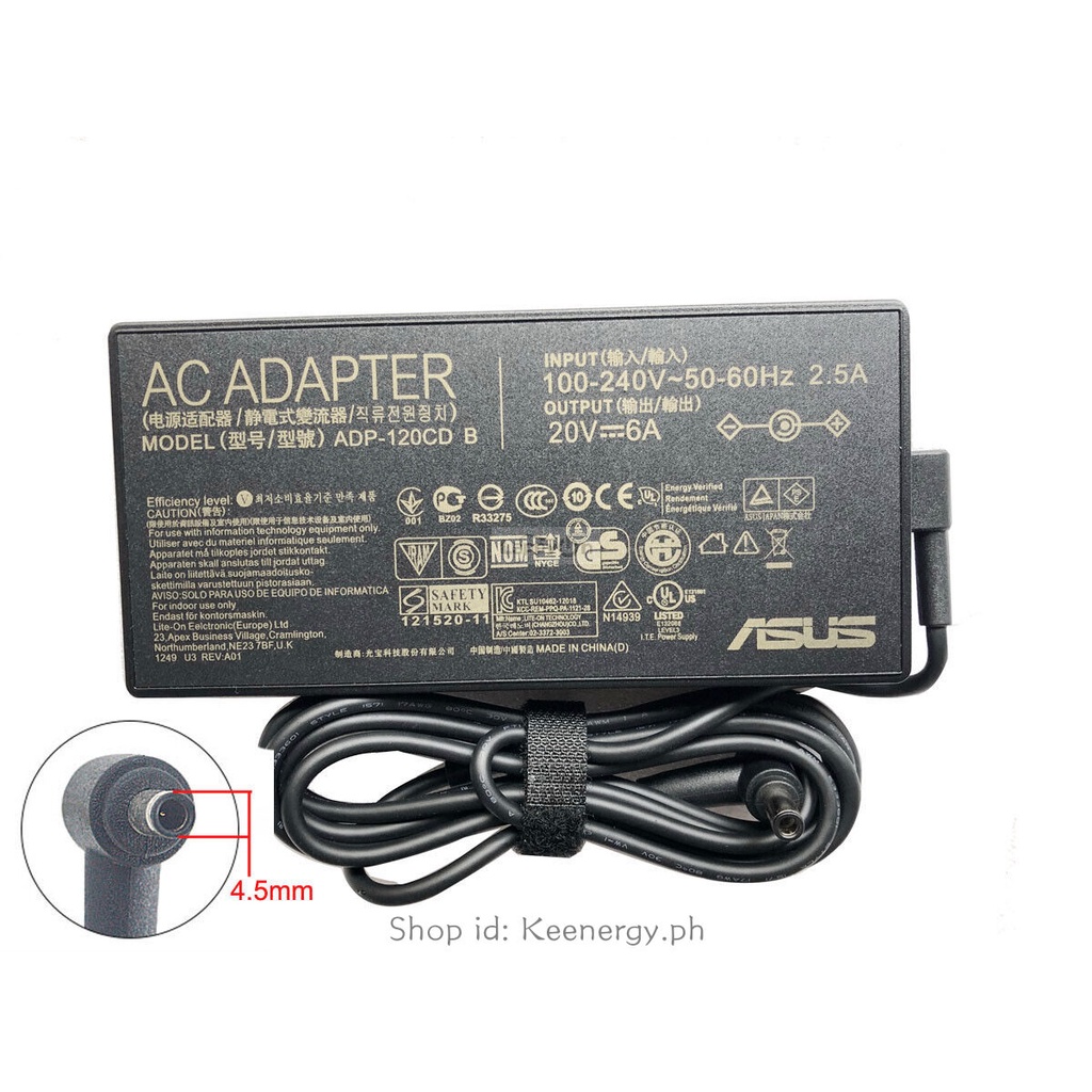120W 20V 6A AC Adapter Charger สําหรับ Asus VivoBook Pro 15 M3500QA-L1081T M3500QA-L1082W