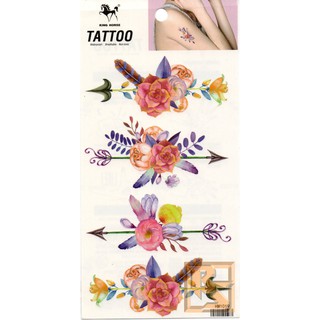 Tattoo Fashion ดอกไม้ Flower ลูกศร Arrow แท็ททู สติกเกอร์ HM1019