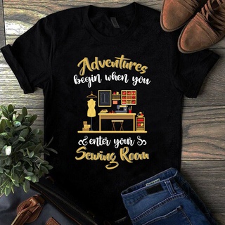 เสื้อยืด พิมพ์ลาย Adventures Begin When You Enter Your สําหรับเย็บผ้า ห้อง ผ้าห่มS-5XL