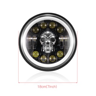 Motorcycle Accessories Skull Angel Eyes Headlight Hi/Lo Beam LED 7&amp;#39;&amp;#39; HeadLamp Fog Light with Turn Signal Light F