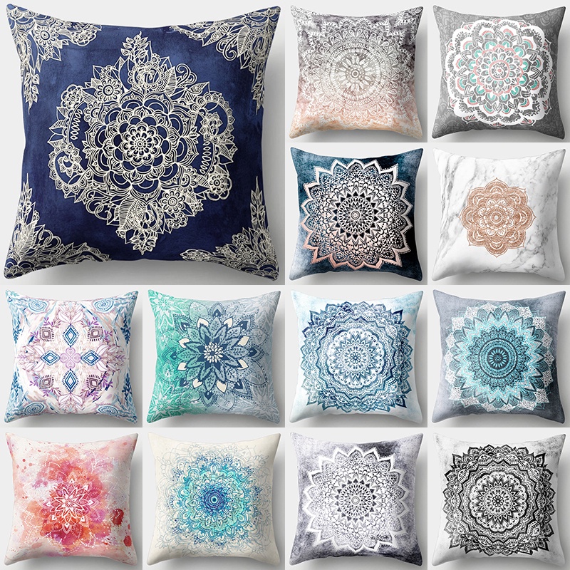Mandala หมอน Bohemian ปลอกหมอนเบาะรองนั่งโพลีเอสเตอร์ตกแต่ง Boho โยนหมอนสําหรับโซฟาหมอนสี่เหลี่ยมครอบคลุม 40598