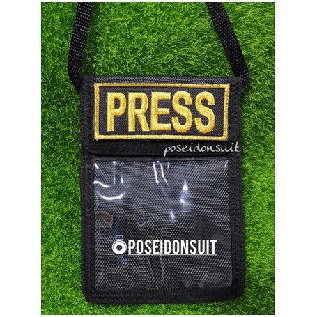 PRESS ซองใส่บัตรนักข่าว ผ้าสีดำ ซองนักข่าว ซองPRESS ป้ายสีทอง สีเงิน