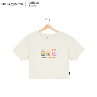 Louis Montini (Nekomeow) เสื้อครอปผู้หญิง 100% Cotton Women Crop tops (Have a happy day) LMTS10