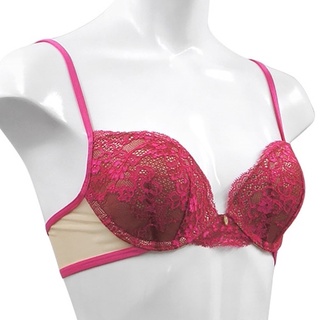 Annebra บราเสริมทรง คอวี มีโครง เสริมฟองน้ำ Push Up Mold Bra deep V Neck รุ่น AB1-576 สีชมพูเข้ม