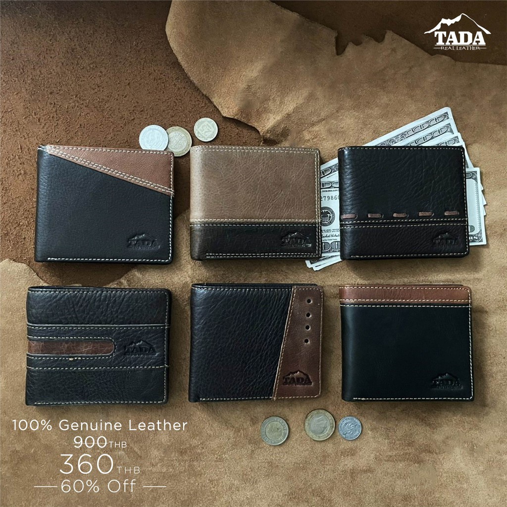 Tada leather wallet กระเป๋าสตางค์หนังวัวแท้ 100% ใบสั้น ช่องบัตรเยอะ จุเหลือเชื่อ โปรโมชั่นสุดพิเศษ ลดสุงสุดถึง 60%
