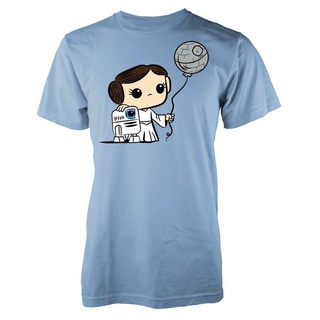 เสื้อยืดลําลอง แขนสั้น พิมพ์ลาย Star Princess Leia Droid Balloon Death Astromech Wars สําหรับผู้ชายS-5XL