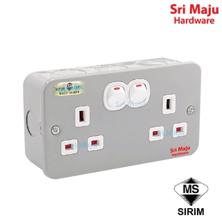 Maju (SIRIM) SWSC-M2G ซ็อกเก็ตสวิตช์ไฟฟ้า 13A 2 ช่อง โลหะ คุณภาพสูง