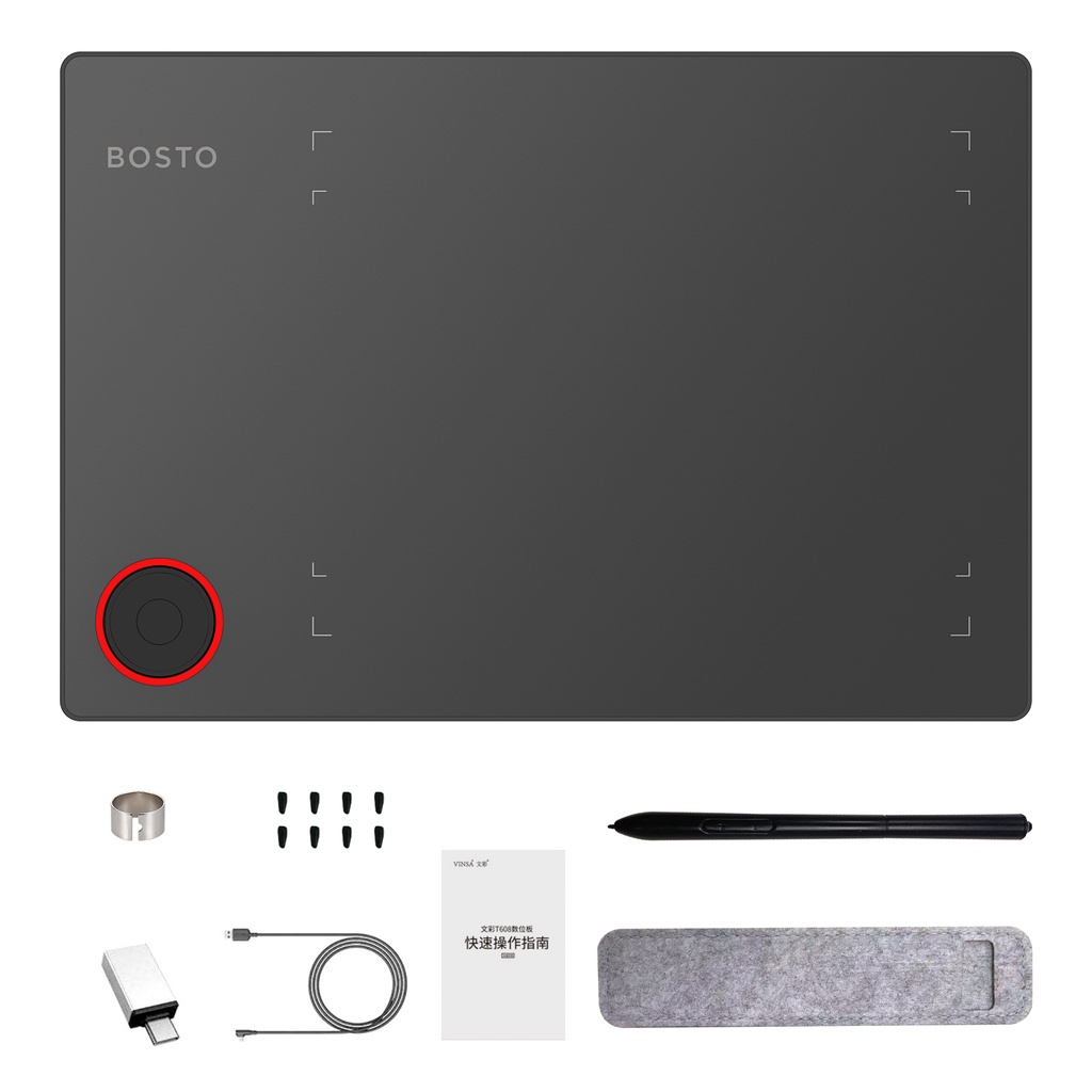 BOSTO T608 Art Graphics Drawing Tablet Digital Art Creation Sketch 8 x 6 Inch with Battery-free Styl