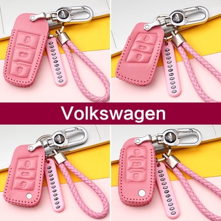 เคสกุญแจรีโมทรถยนต์ แบบหนัง สําหรับ Volkswagen VW Polo golf Vento Passat Tiguan