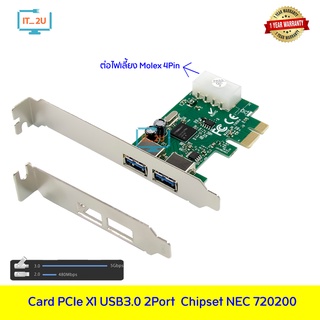 Card PCI Express X1 USB3.0 2Port Chipset NEC720200/การ์ดยูเอสบี