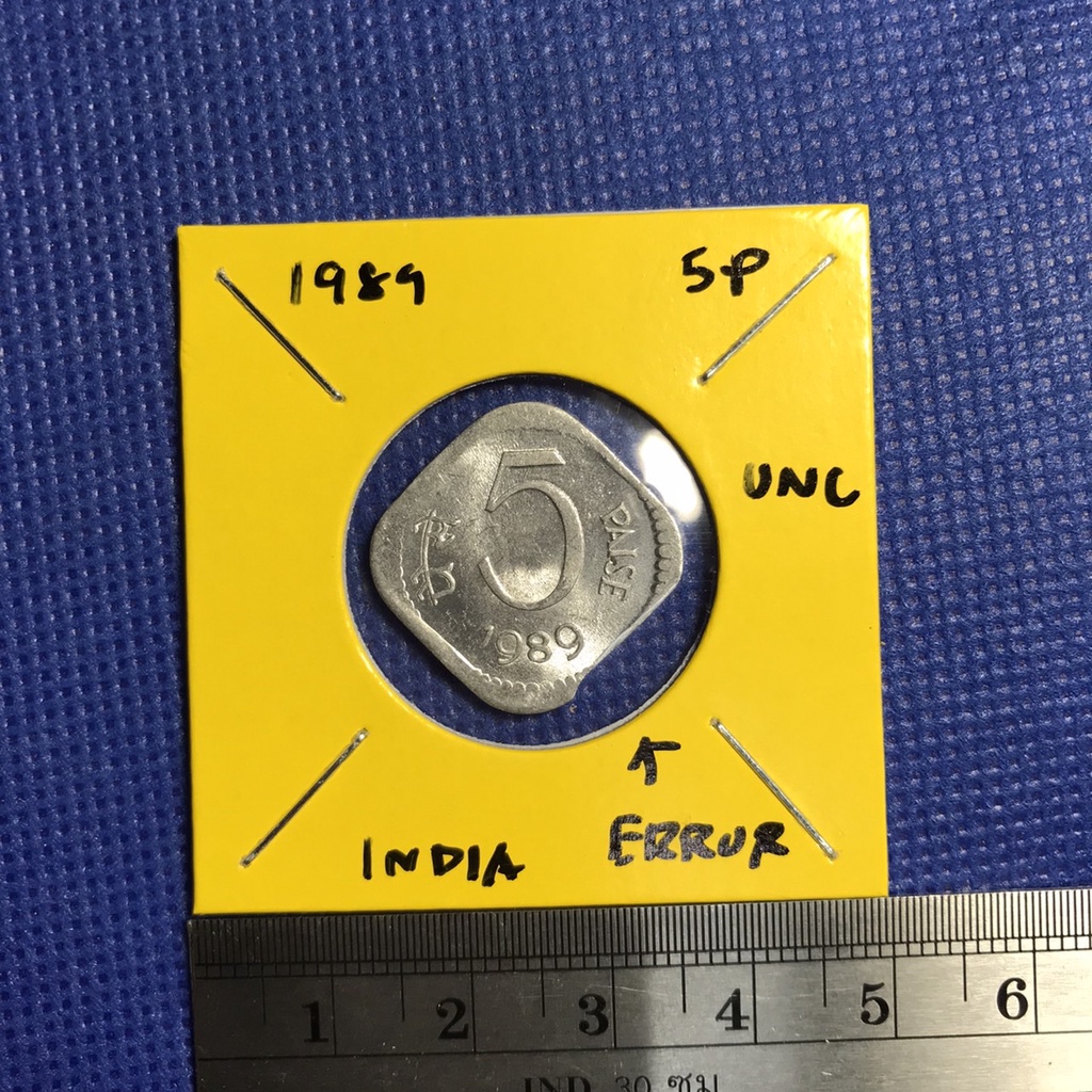 No.14837 ปี1989 อินเดีย 5 PAISE ERROR CLIP ตลกปั้มแหว่ง@5นาฬิกา เหรียญสะสม เหรียญต่างประเทศ เหรียญเก่า หายาก ราคาถูก
