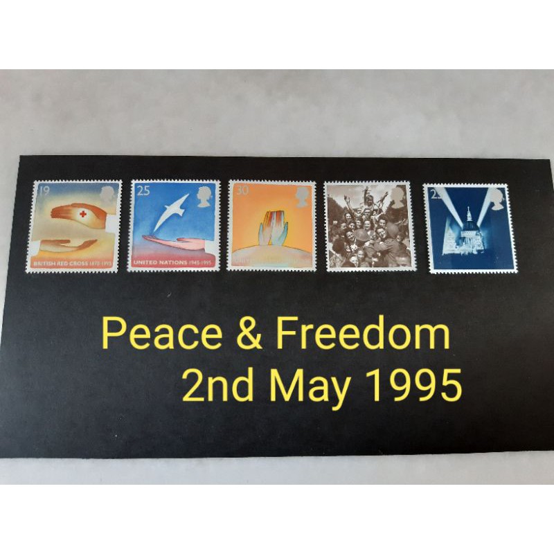 UK GB 5V แสตมป์ MNH Peace & Freedom 2nd พฤษภาคม 1995
