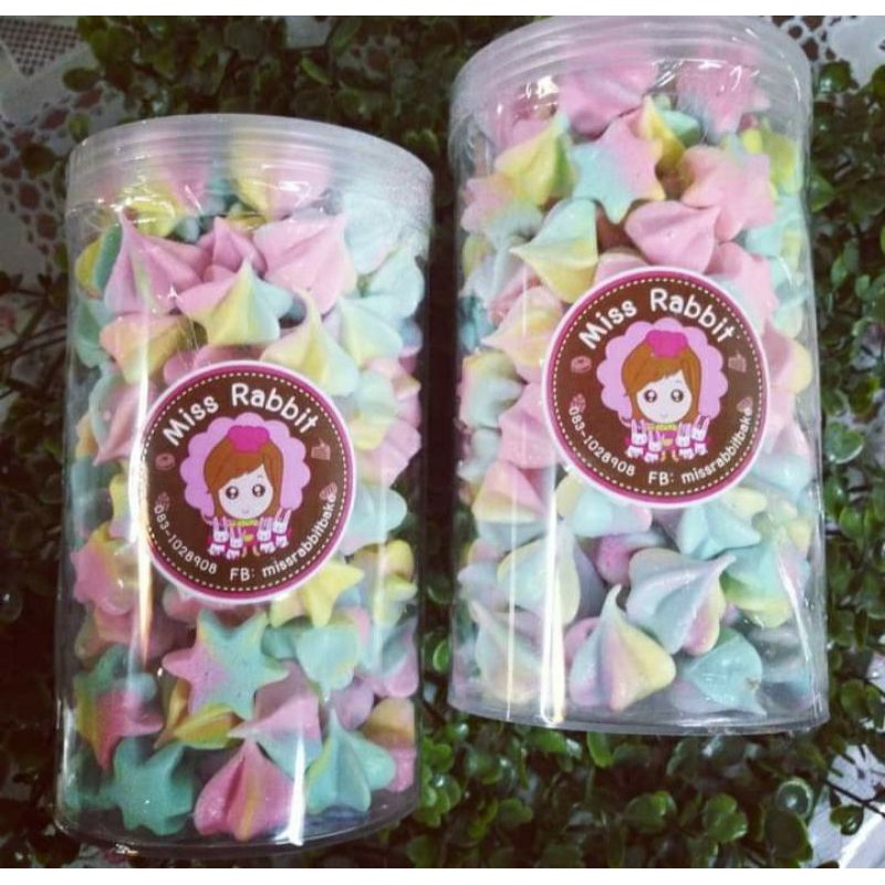 เมอแรงค์วนิลาสายรุ้ง แบบกระปุก เมอแรงค์ละลายในปากหอมวนิลา วันอาทิตย์ไม่ส่งของนะคะ