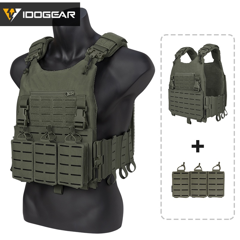 Idogear Tactic Vest MOLLE พร ้ อมกระเป ๋ า 556 ปรับผู ้ ชายแผ ่ นไนลอน Carrier 3318 - รูปที่ 2
