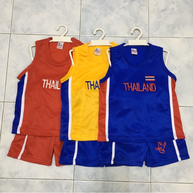 ถูกที่สุด!! North sport ชุดกีฬาเด็ก ปักลาย Thailand เสื้อกล้าม+กางเกง 2-6ขวบ