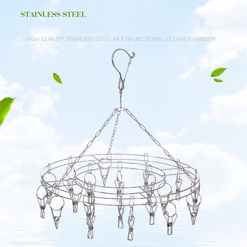 ส่งในไทย พวงตากผ้า  สแตนเลส 20 ที่หนีบ **หมุดได้360 ํโดนแดดทุกตัว** ไม่ขึ้นสนิม  หนา 2.5 mm 50011 eieihome.