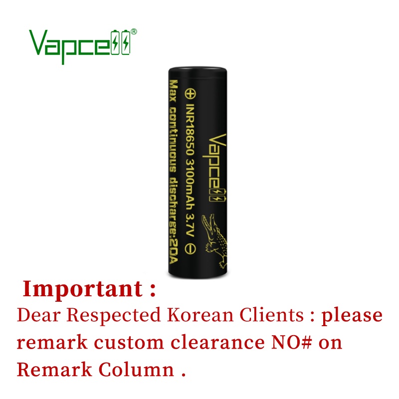 Vapcell INR 18650 3100mAh 20A Li Ion Battery 3.7V Rechargeable Cells Batteries for Flashlight Power 