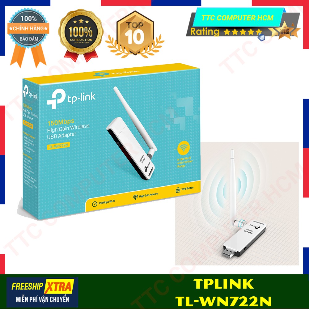 TPLINK WIFI TL-WN722N | อะแดปเตอร์ Wi-Fi USB กําไรสูง 150Mbps | TPLINK TL-WN 722N ตัวรับ WIFI