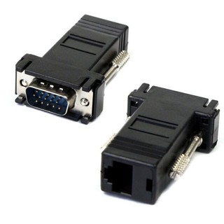 VGA Extender Male To Lan Cat5 Cat5e RJ45 Ethernet Female Adapter (Black)