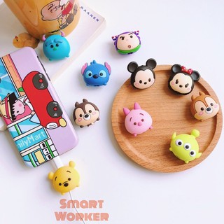 ตัวถนอมสายชาร์จ ลายการ์ตูนมิกกี้ พูห์ Stitch Tsum Tsum สําหรับ iPhone