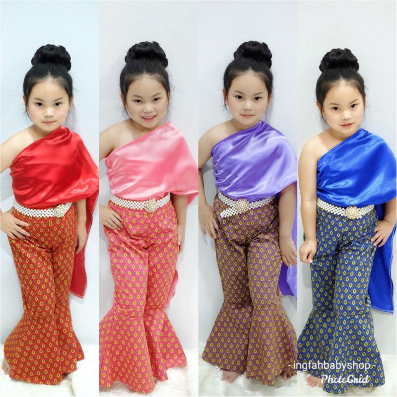 ชุดไทยเด็กผู้หญิง ชุดไทยเด็ก ชุดไทยเด็กใส่ทำบุญ ชุดไทยเด็กอนุบาล ชุดไทยสไบเด็ก ชุดไทยประยุกต์เด็ก ชุดไทยขาม้าเด็ก