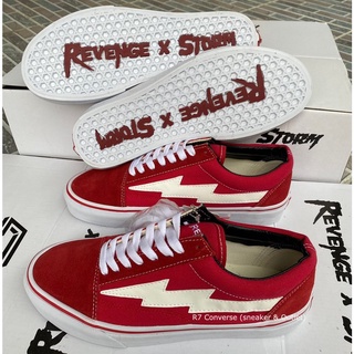 รองเท้า Revenge x Strom ⚡️Red❤️ (สีแดง) สินค้าพร้อมกล่องป้ายแท็ก รองเท้าผ้าใบผู้ชายและผู้หญิง