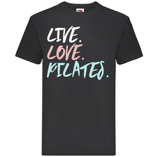 เสื้อยืดคอกลม พิมพ์ลาย Live Love Pilates เหมาะกับของขวัญวันพ่อ สไตล์คลาสสิก สําหรับผู้ชายสามารถปรับแต่งได้