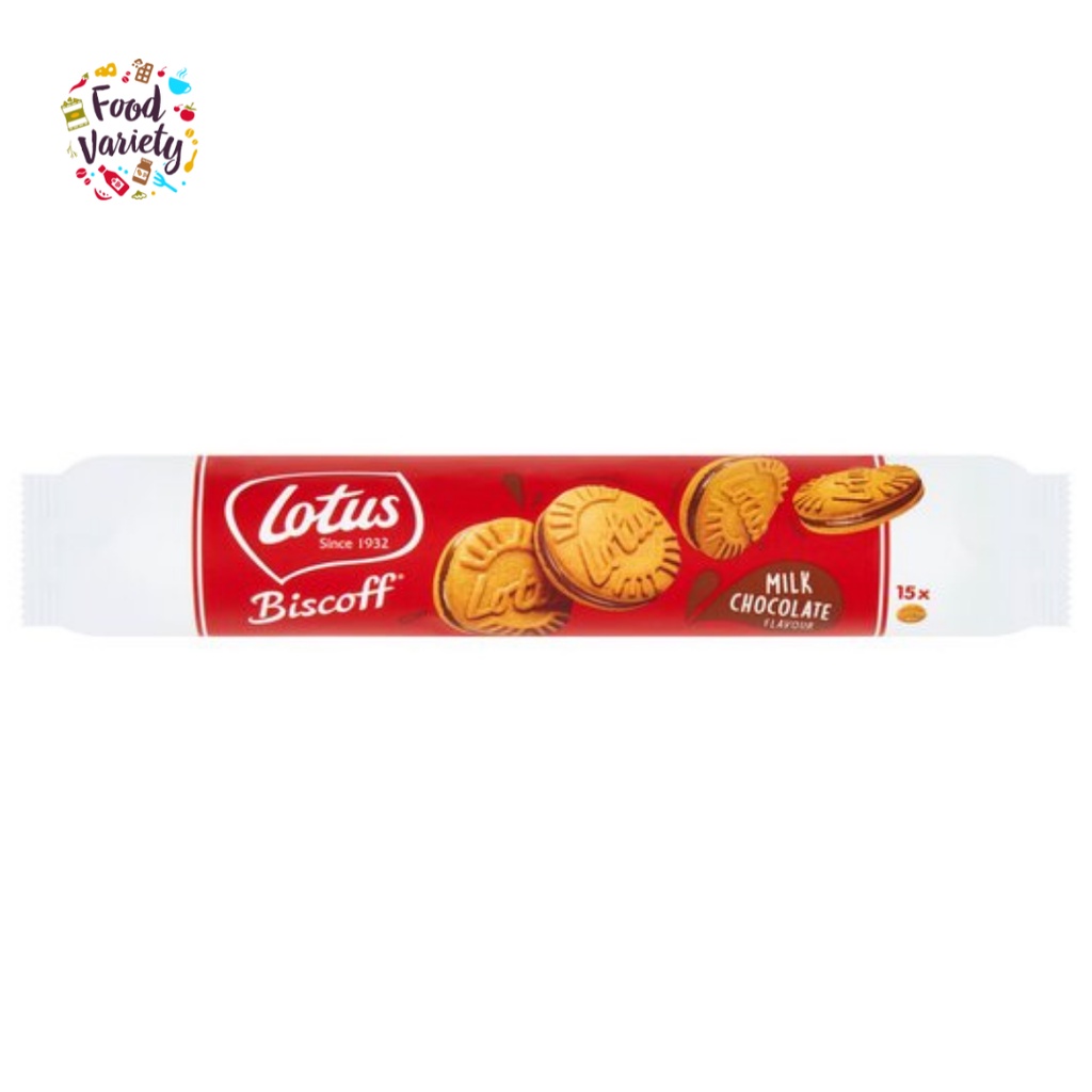 Lotus Biscoff Milk Chocolate Sandwich Biscuits 150g โลตัส บิสคอฟฟ์ มิลค์ ช็อกโกแลต แซนวิช บิสกิต 150