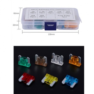 ชุดฟิวส์ยานยนต์ ขนาดเล็ก 5 7.5 10 15 20 25 และ 30 แอมป์ คละแบบ 70 ชิ้น