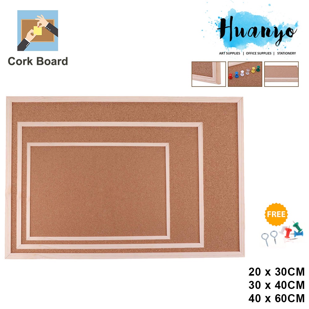 Sanko Star Wooden Frame Notes Cork Board (20 x 30 / 30 x 40 /40 x 60 CM)