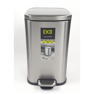 EKO ถังขยะสเตนเลสขาเหยียบทรงเหลี่ยม STELLA EK9384MT-12L ขนาด 25x31x40 ซม. สีเงิน