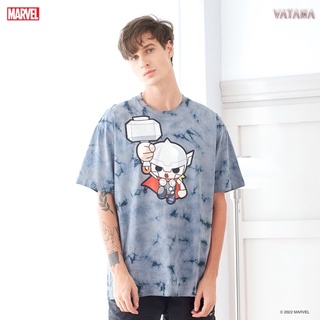 VATANA - เสื้อยืดมัดย้อมโอเวอร์ไซส์ สีเทาพิมพ์ลาย MINI HEROES: THOR