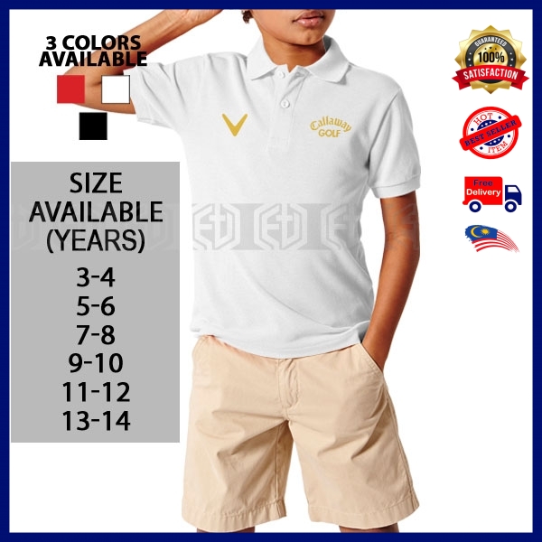 Baju Polo Kolar T เสื้อ PGA Callaway Golf Sulam Cotton Budak Kids Kanak Lelaki Pakaian ชายหญิงเด็ก Motorsport Unisex