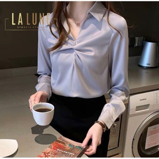 พร้อมส่ง​‼️​สวยมากๆ เสื้อแบรนด์Lalune ผ้าซาติน