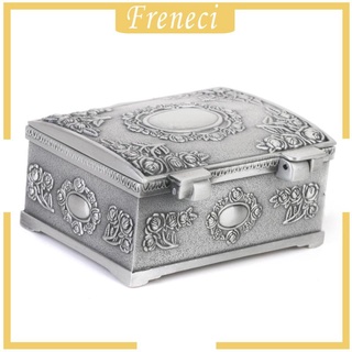 [FRENECI] Vintage Treasure Chests Shape Tin Jewelry   Box Gifts Case Antique Silver