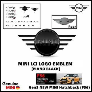 โลโก้มินิแท้ [อะไหล่ Part แท้ MINI] (Genuine MINI®) MINI Emblem ฝากระโปรงหน้า &amp; ฝาท้าย [ดำเงา PIANO BLACK] Gen F56 3Door