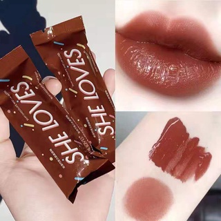 ลิปช็อคโกแลต SHE LOVES Silky Chocolate Mist Lip Gloss ช็อกโกแลต เนื้อกำมะหยี่ แมตต์ ลิปดังติ๊กต็อก สไตล์สาวเกาหลีน่ารัก