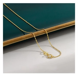 18K Gold Chain 925 เงินสร้อยคอสร้อยคอสามเหลี่ยมกล่อง Ingot Melon O Chain clavicle Chain 18K Gold หญิง ins เกาหลีผู้หญิงที่เรียบง่ายโซ่