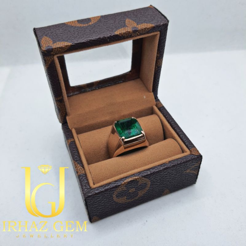 Kotak Cincin Exclusive Single Slot LV Glass Top