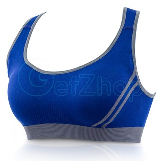 Getzhop ชุดชั้นใน กระชับหน้าอก สปอร์ตเสื้อชั้นใน Sport bra แบบไขว้ Size S - สีน้ำเงิน