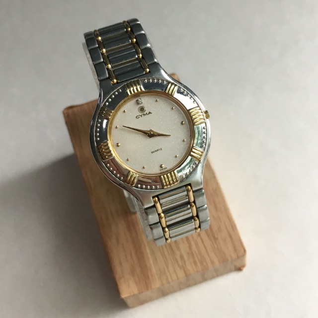 CYMA SWISS GOLD/SILVER CREAM DIAL SWISS MADE LADY'S WATCH