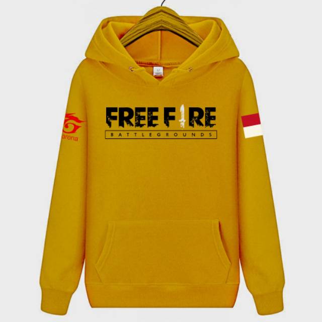 เสื้อสเวตเตอร์มีฮู้ด FF freefire สีเหลือง