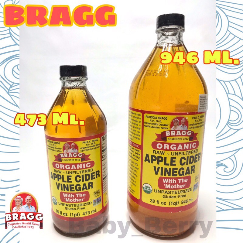 🇺🇸 Bragg Apple Cider Vinegar 946 ml. และ 473 ml. น้ำส้มแอปเปิ้ลหมัก จากอเมริกา🍎🍎