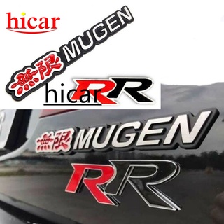 สติกเกอร์อลูมิเนียม ตราสัญลักษณ์ MUGEN and RR 3 มิติ สีแดง สําหรับติดตกแต่งรถยนต์