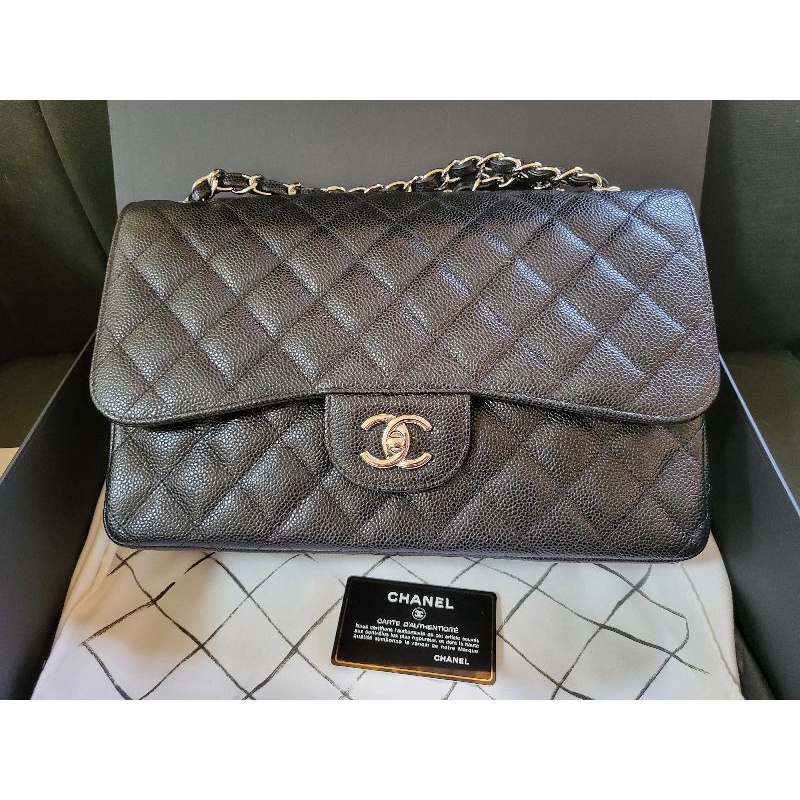 Chanel classic jumbo cavier shw holo19