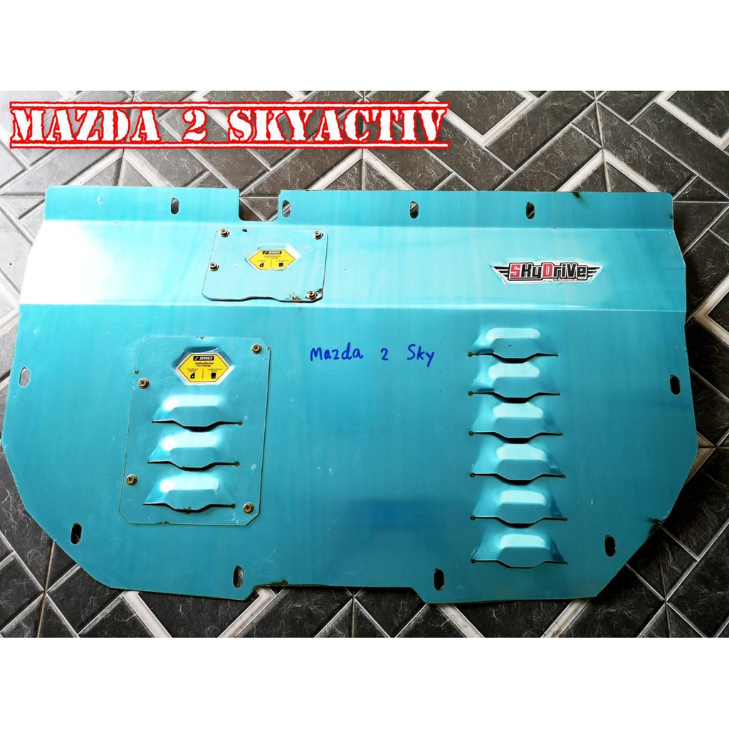 แผ่นใต้เครื่อง SkyDrive อลูมิเนียม Mazda2 skyactiv เบนซินและดีเซล แถมฟรีที่ช่วยขันน็อตรีเวทDIY