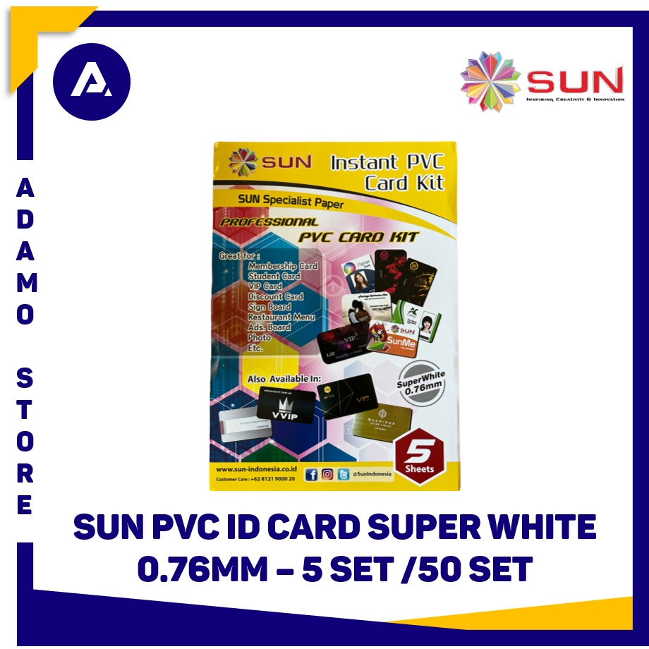 ชุดบัตรประจําตัว PVC Paper Sun PVC Super White A4 0.76mm 5 ชุด
