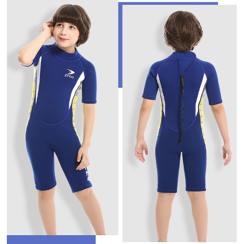 (แถมหมวก) ชุดว่ายน้ำเด็กควบคุมอุณหภูมิ แขนขาสั้น ใส่ง่าย กันหนาว Swimsuit แถมหมวก พร้อมส่งในไทย