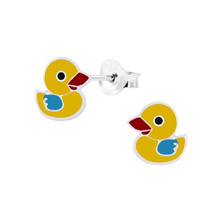 SILVER THAI Duck stud earrings silver for kidsต่างหูเป็ดเงินแท้925สำหรับเด็กและผู้ใหญ่