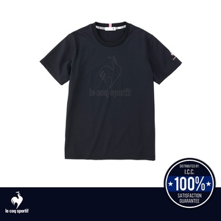 le coq sportif เสื้อเทรนนิ่ง ออกกำลังกาย ผู้หญิง ลายโลโก้ สีดำ (T-shirt, เสื้อยืด, เสื้อออกกำลังกาย, lecoq, เลอค็อก)